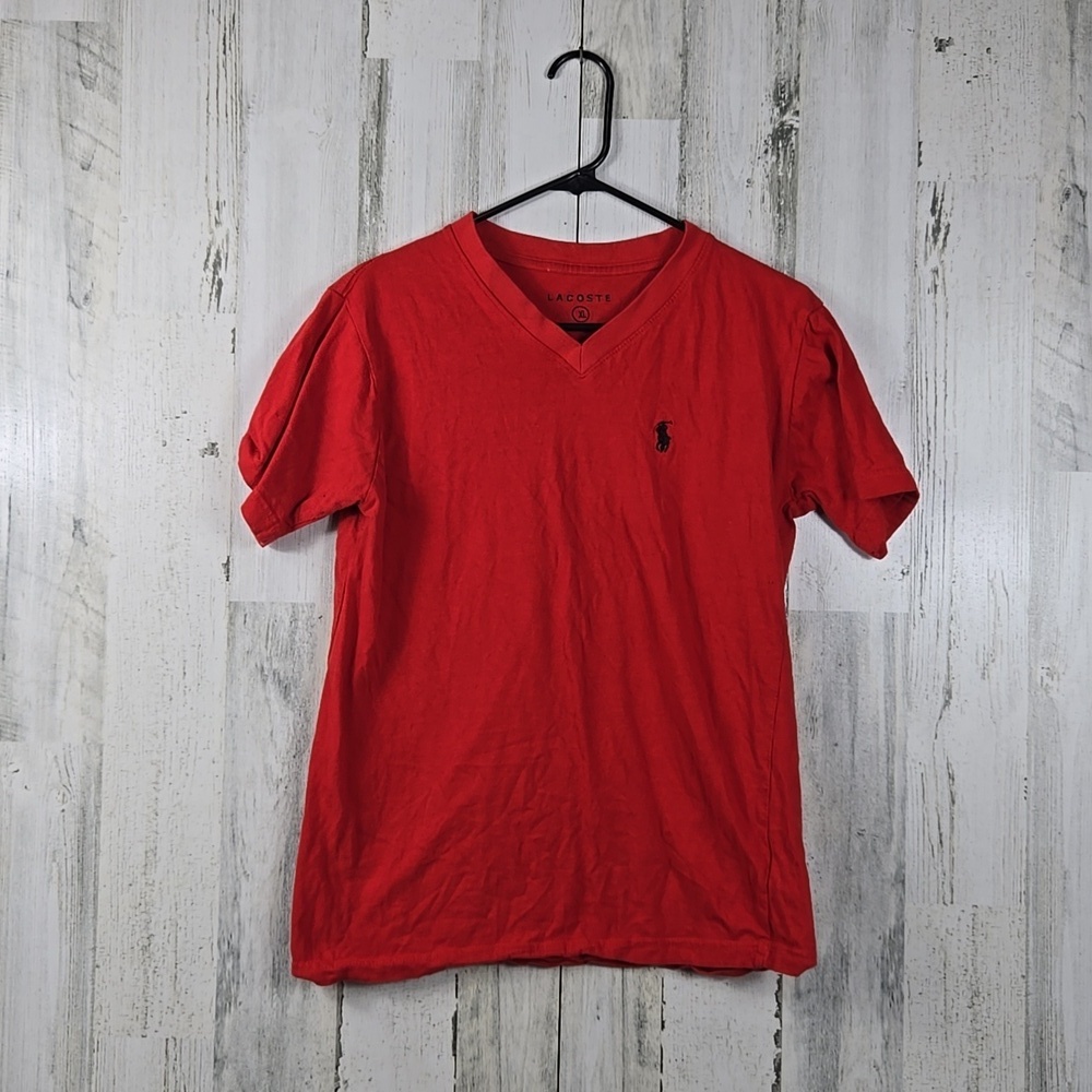 lactose boys red short sleeve v-neck tshirt size XL